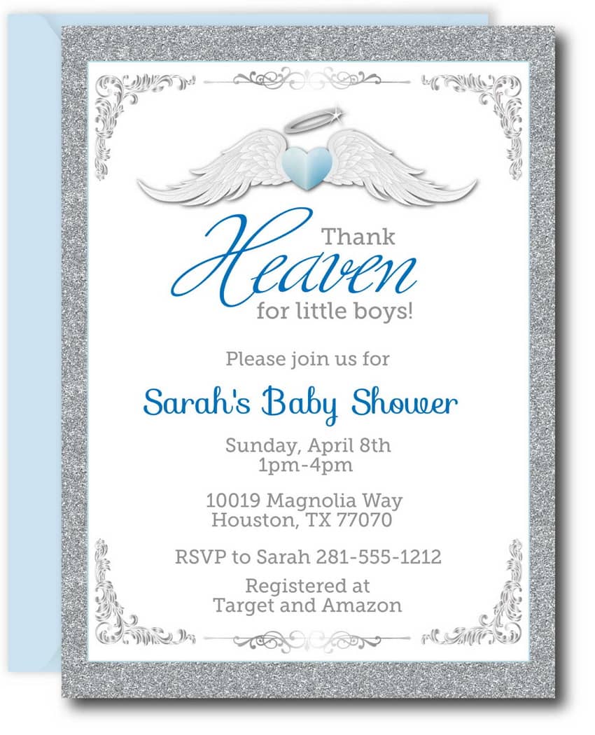 Thank Heaven for Little Boys Baby Shower Invitation