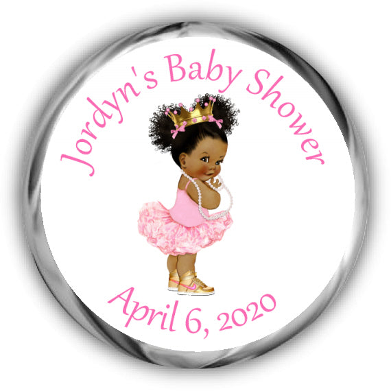 Princess Baby Shower Kisses Stickers - Darker Complexion