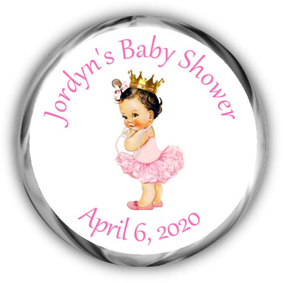 Princess Baby Shower Kisses Stickers - Lighter Complexion