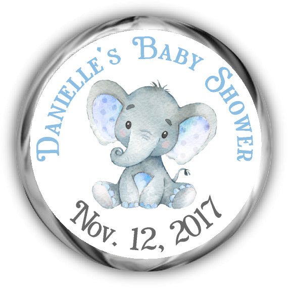 Elephant Baby Shower Hershey Kisses Stickers - Boy