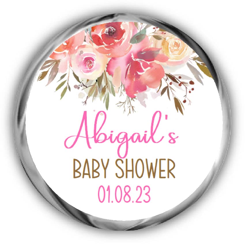 Floral Baby Shower Kisses Stickers
