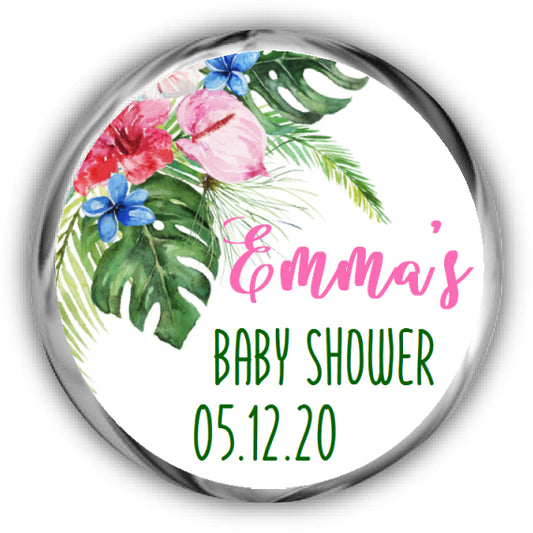 Tropical Baby Shower Kisses Stickers