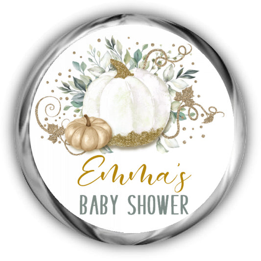 Pumpkin Baby Shower Kisses Stickers