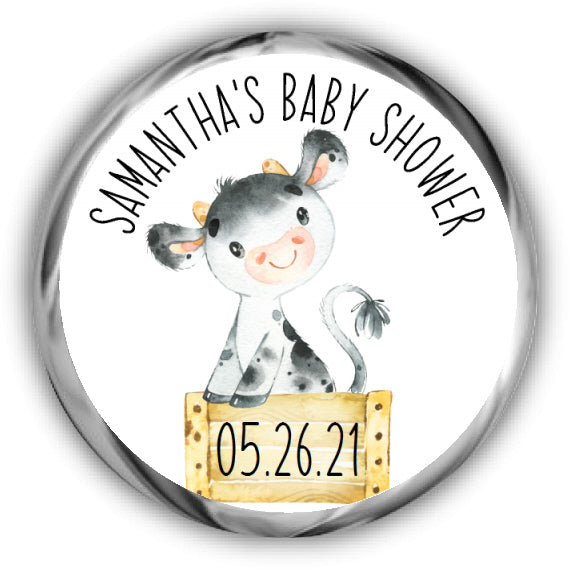 Cow Baby Shower Kisses Stickers
