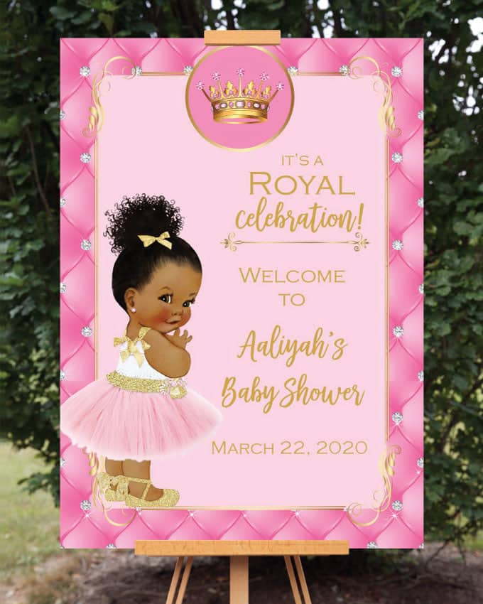 Princess Baby Shower Welcome Sign Puff Bun