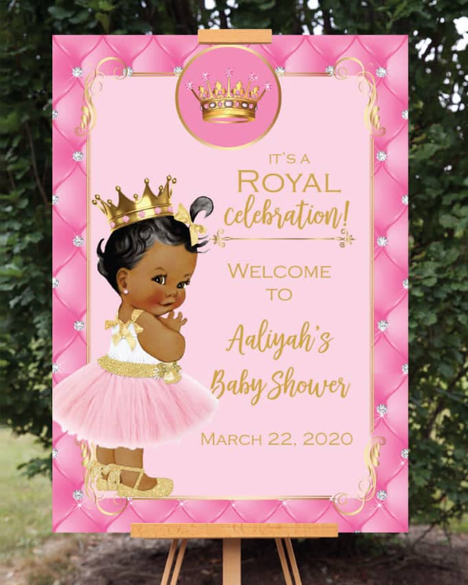 Princess Baby Shower Welcome Sign Ethnic