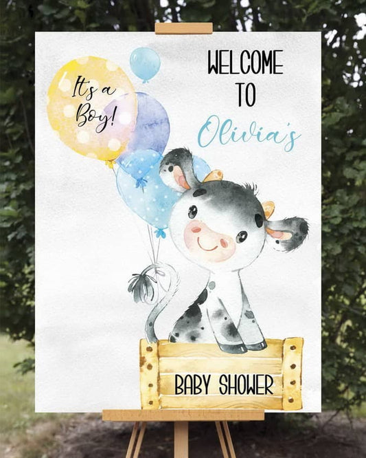 Cow Baby Shower Welcome Sign