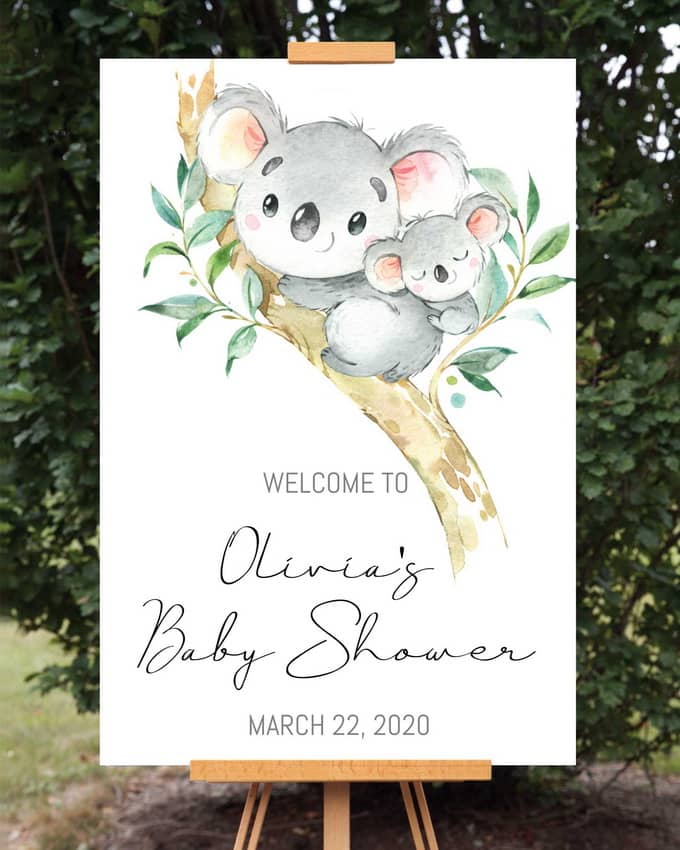 Koala Baby Shower Welcome Sign
