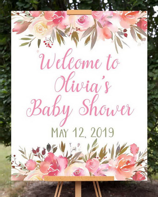 Floral Baby Shower Welcome Sign