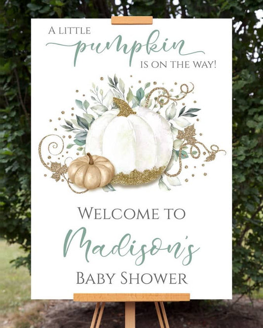 Little Pumpkin Baby Shower Welcome Sign