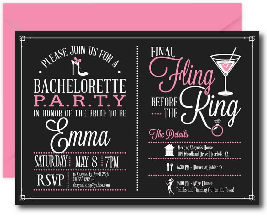 Bachelorette Itinerary Invitation