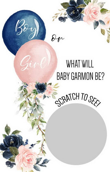 Boy or Girl Gender Reveal Scratch off Card Small