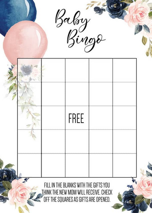 Balloons Baby Shower Bingo Game Printable