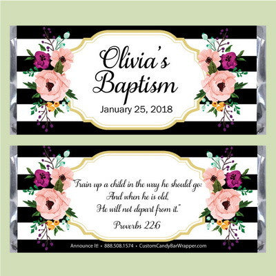 Stripes Baptism Candy Bar Wrappers