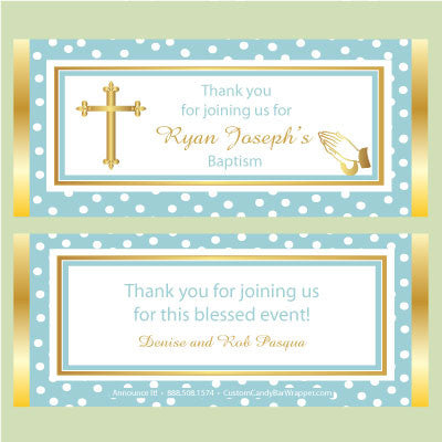 Dotted Cross Baptism Candy Bar Wrappers