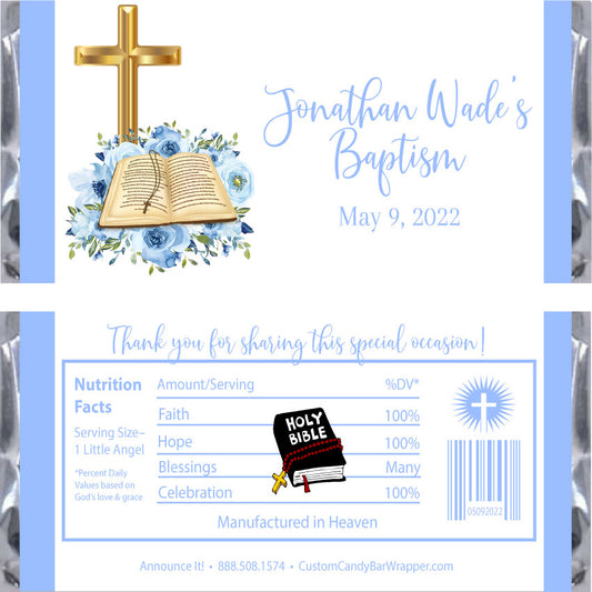 Bible Boy Baptism Candy Bar Wrappers