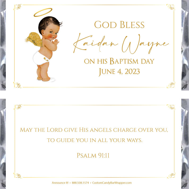 Angel Boy Baptism Candy Bar Wrappers - Medium Skin Tone