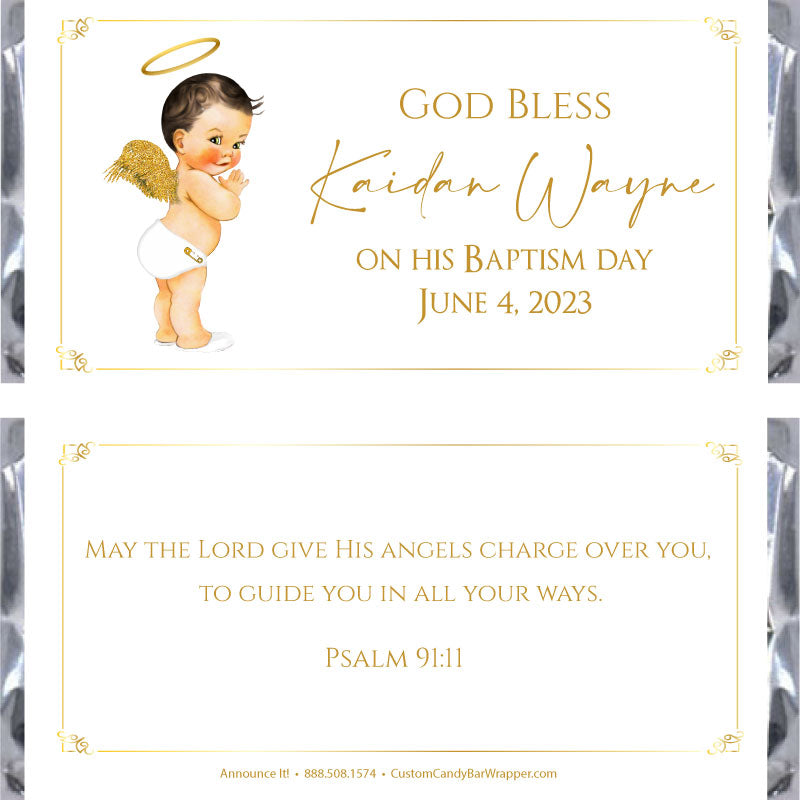 Angel Boy Baptism Candy Bar Wrappers - Light Complexion
