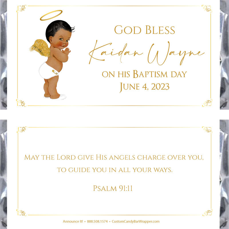 Angel Boy Baptism Candy Bar Wrappers - Darker Complexion