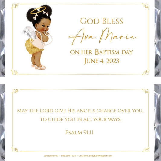 Angel Girl Baptism Candy Bar Wrappers - African American