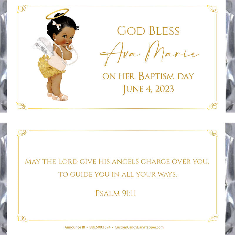 Angel Girl Baptism Candy Bar Wrappers - Darker Complexion