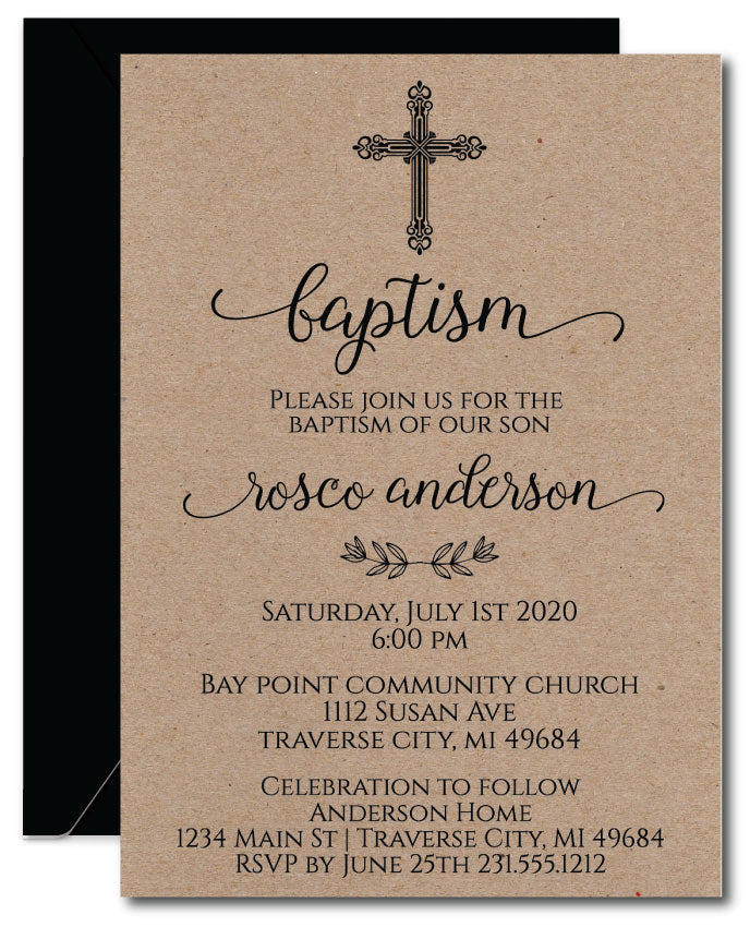 Kraft Baptism Invitations