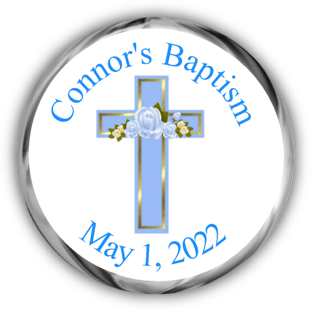 Blue Cross Personalized Baptism Kisses Stickers