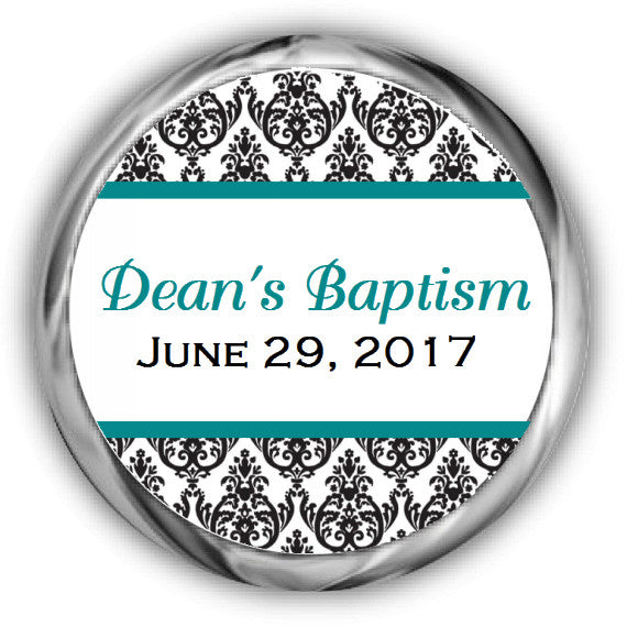 Damask Baptism Kisses Stickers