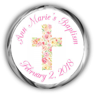 Floral Cross Baptism Kisses Sticker