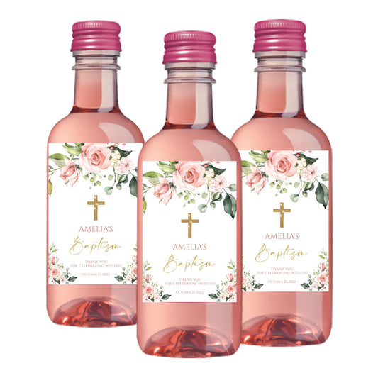 Floral Baptism Mini Wine Labels
