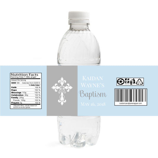 Cross Christening Bottle Label