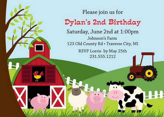 Barnyard Birthday Invitations
