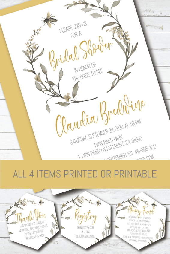 Bee Bridal Shower Invitation Suite