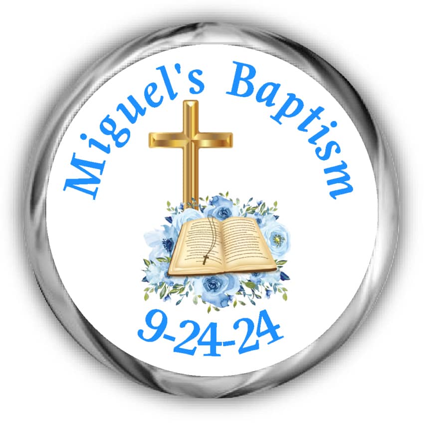 Blue Bible Christening Kisses Stickers