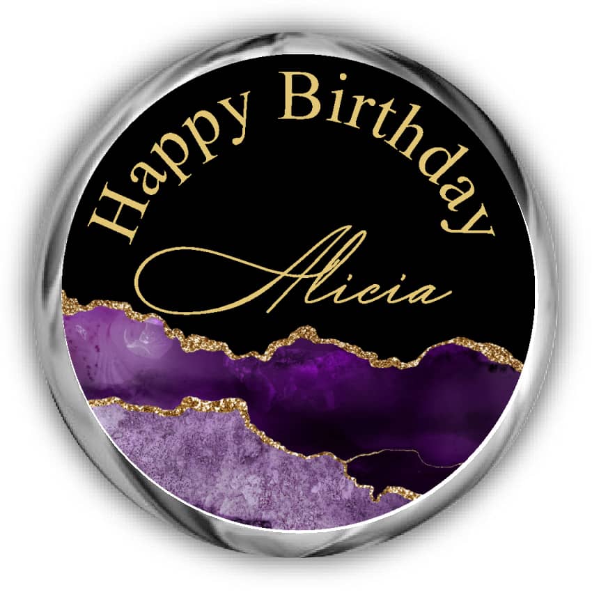 Purple Agate Birthday Kisses Stickers