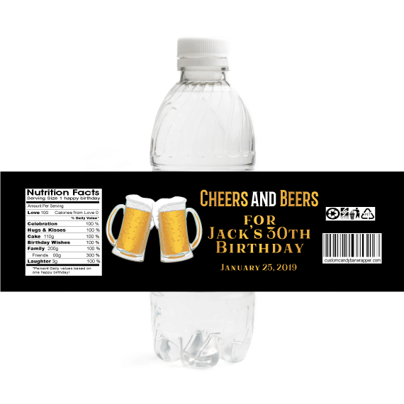 Cheers & Beers Birthday Water Bottle Labels