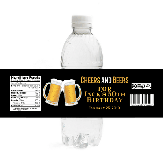 Cheers & Beers Birthday Water Bottle Labels
