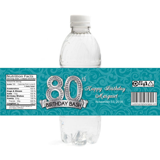 Diamond 80th Birthday Bottle Label