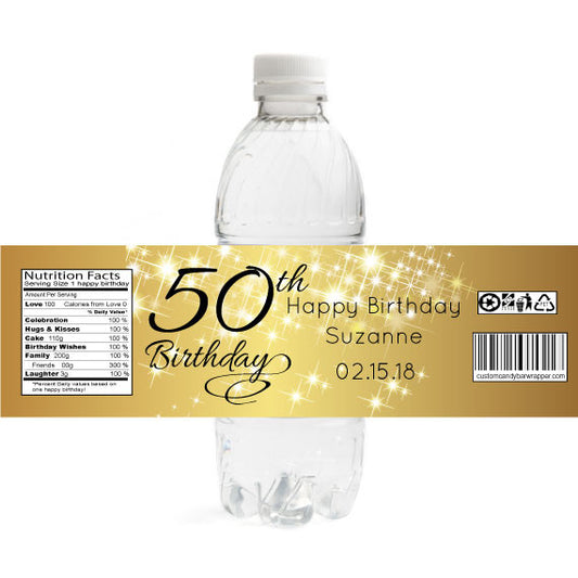Sparkly Gold Birthday Bottle Label