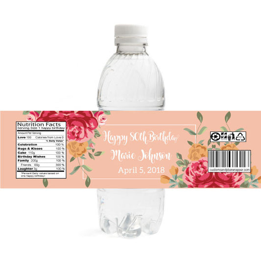 Floral Birthday Bottle Label