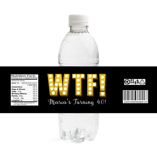 WTF Birthday Water Bottle Labels