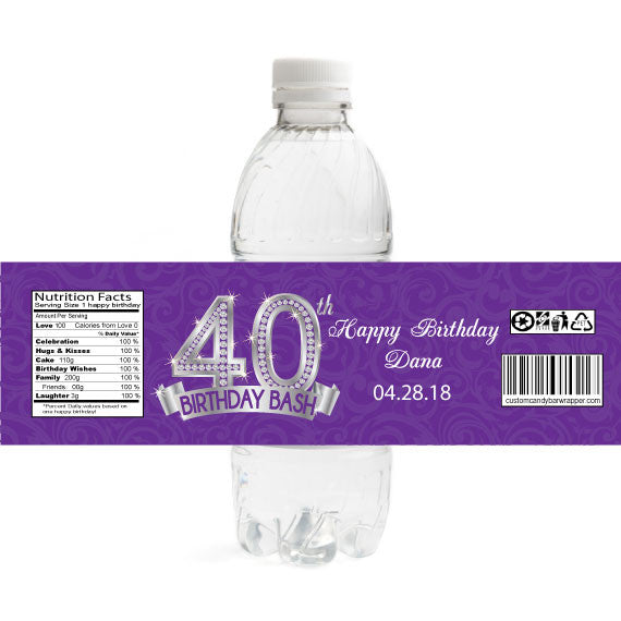 Diamond 40th Birthday Bottle Label