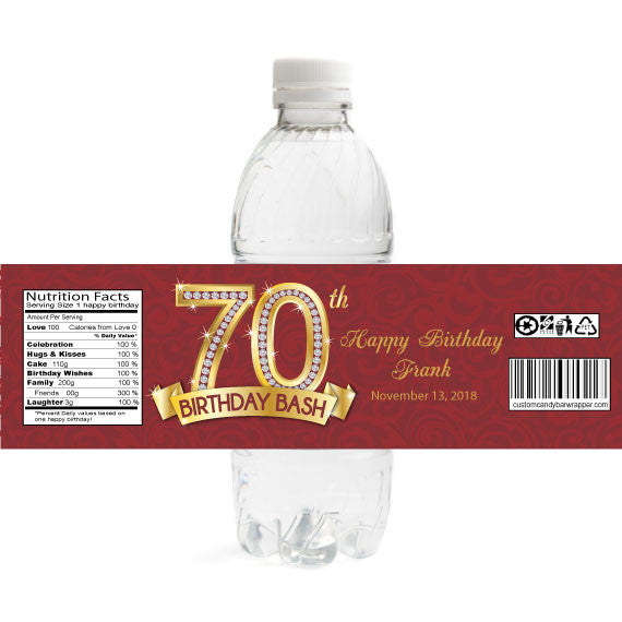 Diamond 70th Birthday Bottle Label