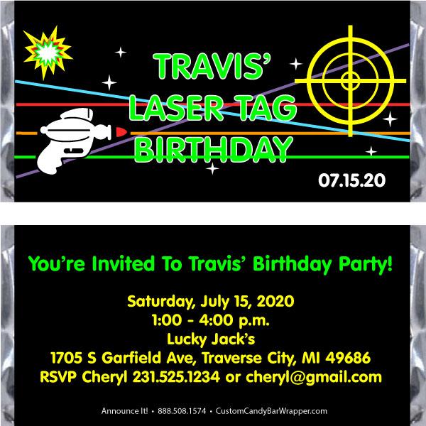 Laser Tag Birthday Candy Bar Wrapper