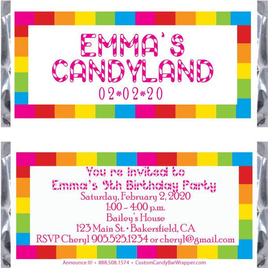 Candy Land Birthday Candy Bar Wrappers