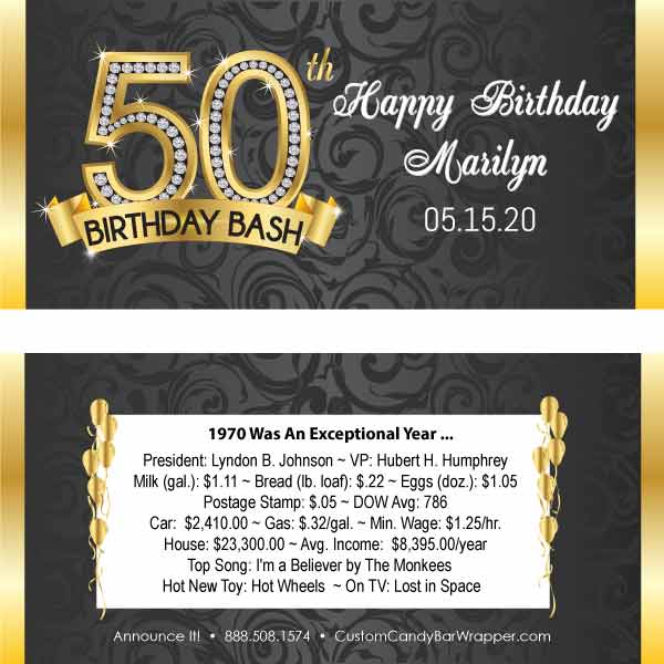 Diamond 50th Birthday Candy Bar Wrapper