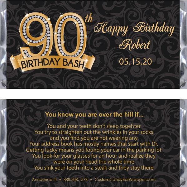 Diamond 90th Birthday Candy Bar Wrapper