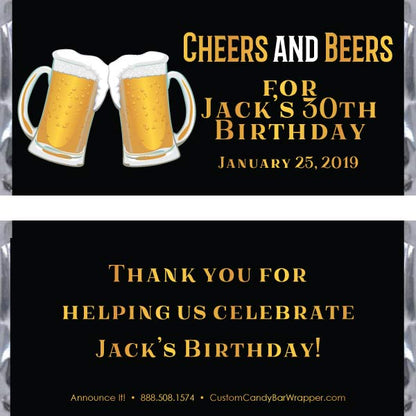Cheers & Beers Birthday Candy Bar Wrappers