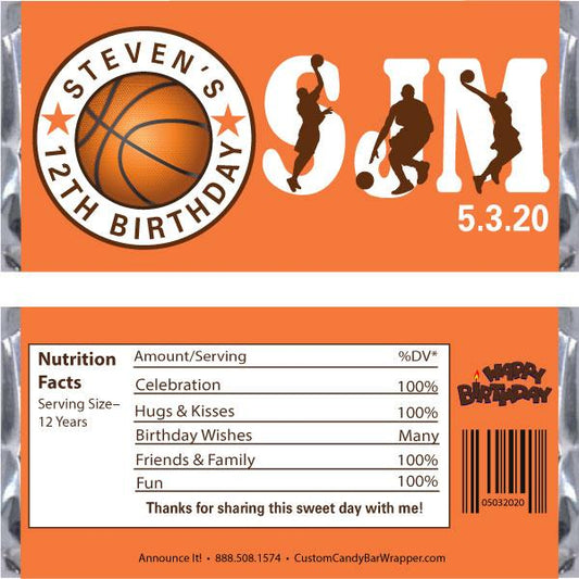 Basketball Birthday Candy Bar Wrappers