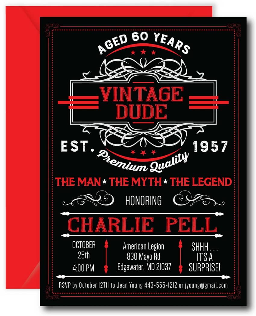 Vintage Dude Birthday Invitations